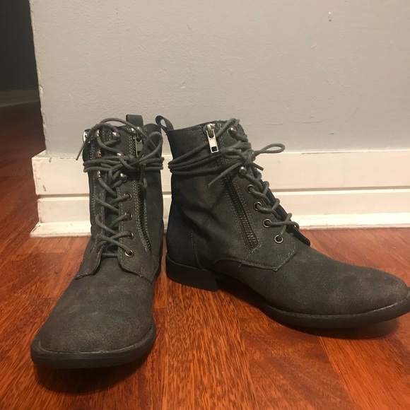JustFab Gray Combat Booties - Picture 3 of 4